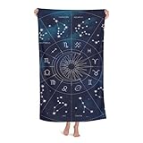 Luxus Strandtücher, 100% Polyester Pool Badetuch Karte Sternzeichen Konstellationen Astrologie Zeichen zum Sonnenbaden am Pool Lounge Bad oder Yoga Weiche, saugfähige Haut ohne Schrumpfung (32 * 52 Z