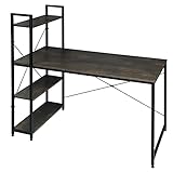 WOLTU TSB01srs Schreibtisch Computertisch Büromöbel PC Tisch Bürotisch Arbeitstisch aus Holz und Stahl, mit Ablage, ca. 120x64x120 cm, Schwarz+Rostfarb