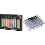 Faber-Castell 110030 - Polychromo Farbstift Polychromos, 30er Set mit Stifterolle aus Leder und Zubehör, wasserfest, bruchsicher, bunt & 127220 - Knetradiergummi Art Eraser, g