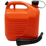 FLG | 5 Liter Benzinkanister mit Ausgießer, orange/rot Kanister mit UN-Zulassung