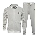 WENZHOU 2-teilige Trainingsanzüge Herren Jacke Und Hose Lässiger Durchgehender Reißverschluss Laufen Joggen Athletisch Karierte Sport-Jogginganzüge Sportbekleidung Trainingsjacke Track