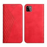 Handyhülle für Samsung Galaxy A22 5G Hülle Premium PU Leder Flip Schutzhülle Klapphülle für Galaxy A22 5G Leder Tasche Schutz Standfunktion Magnetverschluss für Samsung A22 5G Case (Rot,A22 5G)