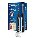 Oral-B PRO 2 2900 Elektrische Zahnbürste/Electric Toothbrush, Doppelpack mit 2 Aufsteckbürsten, mit 2 Putzmodi und visueller Andruckkontrolle für Zahnpflege, Geschenk für Sie/Ihn, schw