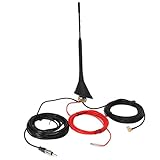 RED WOLF Autoantenne DAB Antenne mit 5 m Verlängerungskabel Dachantenne FM AM DIN Male Auto Radio Antenne SMB Adapter Booster Verstärker für FM AM Radio Blaupunkt Sony