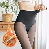 Thermoleggins Für Damen,Frauen Thermische Leggings Schwarz Sexy Gefälschte Durchscheinende Strümpfe Strumpfhosen Verdicken Samt Gefütterte Leggings Hoch Taillierte Dehnbare Leggings Strump