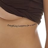 2 x Everything happens for a reason - Schwarzer Schriftzug - Temporary Haut Tattoo Spruch (2)