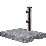 Thanaddo Granit Sonnenschirmständer mit Edelstahlrohr, Schirmhalter Granitschirmständer, Balkonschirmständer 25KG (Eckig)