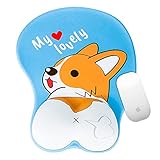3D Mauspad mit Handballenauflage, Kaimeilai ergonomisches weiches Silikongel Memory-Schaum Gaming Mousepad, niedliche Corgi Hundeanime Mausmatte für Computer und Laptop (Blau)