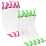 FUYA [2Stück] Aufblasbare Wasserhängematte Schwimmbett 4 in1 Wasser Hängematte Loungesessel Pool Lounge luftmatratze aufblasbare hängematte Schwimmbad Strand (Green+Rosa)
