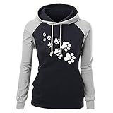 MQYXGS Damen Herbst und Winter Pullover Hoodie Printed Casual Stitching Printed Hooded Sweater Top Casual Langarm Pullover Top Langarm Loser Pullover Pullover Damen Langarm Rollkragen H