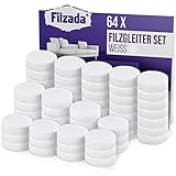 Filzada® 64x Filzgleiter Selbstklebend - Ø 20 mm (rund) - Weiß - Profi Möbelgleiter Filz Mit Idealer Klebk