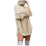 GFGHH Damen Strickkleid Rollkragen Langarm Stretch Pullikleid Strickpullover Elegant Minikleid Pullover Kleid Pulloverkleid übergroße Weihnachten Winterkleid Freizeit Sweater Kuscheliger Jump