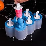 ALEMIN Eisförmchen Popsicle Formen, 6PCS Mini Eisformen EIS Silikonform, ABC-Eiscremeformen für Kinder, Familien-Eislutscher-Eis am Stiel, Eisformen BPA-frei (White blue)