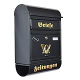 HELO Briefkasten Postkasten Zeitungsrolle Nostalgie Antik Wandmontage Retro Groß XXL (T8-T, Graphit)