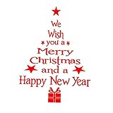 tJexePYK Frohe Weihnachten Wandaufkleber Kreative Weihnachtsbaum Form Weihnachtssegen Brief Aufkleber Multi-Funktions-Weihnachtsdekor Wandrot 1S