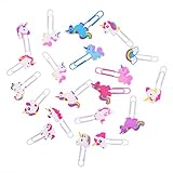 Büroklammern aus PVC Einhorn-Form INTVN 20 Stück Büroklammer mit Tiermotiven，Neuheit Lustige Büroklammern verschiedene Farben für Kinder, Mädchen, Jungen, Schü