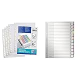 Oxford Prospekthüllen A5, perforiert, transparent, 100 Stück & Leitz Register für A5, Deckblatt aus Karton und 12 Trennblätter aus Kunststoff, Taben mit auswechselbaren Einsteckschildchen, G