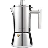 Easyworkz Diego Espressokocher für Herd, Edelstahl, italienische Kaffeemaschine, Mokkakanne für 4 Tassen, Espressotopf für Induktions-Gas und alle Herde (Silber, 200 ml)