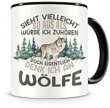 Samunshi® Wolf Tasse mit Spruch Sieht vielleicht so aus Wölfe Geschenk für Wolf Fans Kaffeetasse Lustige Tassen zum Geburtstag 300