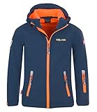 Trollkids Kinder Softshell Jacke Oslofjord , Mystik Blau / Orange, Größe 128