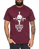 Tee Kiki Sea Zorro One Manga Herren Ruffy T-Shirt Anime Piece, Rot Weinrot, L