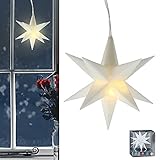 Leuchtstern aus Kunststoff Weihnachststern zum hängen beleuchtet mit Timerfunktion in verschiedenen Farben inkl. Leuchtmittel Ø 12cm (weiß)