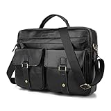 KJYR Wasserdichter Leder-Laptoptasche mit Aufbewahrungstasche, 14 '' Black Herren Business-Aktentasche, One-Shoulder Office-Computer-Aktentasche Hohe Kapazität (Color : Black, Größe : 14 inchs)