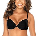 RELLECIGA Damen Push Up Bikini Top Twist Front Bügel Bikinioberteil Schwarz L