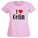 Damen T-Shirt I Love Celin Größe 2XL Farbe Pink Druck Schw