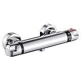 Duschthermostat,Duscharmatur für Dusche mit Thermostat Chrom Brausethermostat mit 38 °C Sicherheitstaste Mischbatterie aus Messing Wird in Badezimmern mit guter Sicherheit und Schutz verw