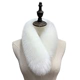 ihreesy Frau Pelzschal,70CM Straight Fellkragen Kunstfell Kunstpelz Kragen Pelzkragen Wrap Schal Hals Wärmer Wintermantel Pelzschal Wärm Jacke Fellkragen,Weiß