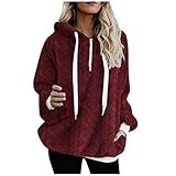 NHNKB Sweatshirt Damen Winter Warm Hoodie Oversized Weich Mädchen Teddy Fleece Kapuzen Pullover Flauschig Winterpullover Sweater Langarm Pulli Kapuzenpullover NH101104