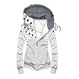 yiouyisheng Damen Sweatjacke Gestreifte Punkte Kapuzenpullover Herbst Jacke Parka Mantel Winterjacke Reißverschluss Sweatshirt Langarm Hoodie Lang Jacken Mantel Übergangsjacke Outwear Kapuzenjack