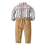 ROMIDA Jungen Gentleman Bekleidungssets Langarm Hemd Fliege Hosenträge Hose Kinder Anzug Taufanzug Hochzeit Kleidung Set Baby Strampler Jungen Outfits S