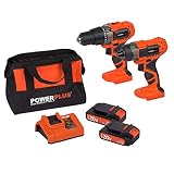 POWER plus POWDP1550 POWERPLUS POWDP1550-Taladro/atornillador atornillador de impacto 20v+cargador+2 baterías x20v, 20 V, Gelb/Schw