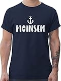 Sprüche Statement mit Spruch - Moinsen - L - Navy Blau - Tshirt Hamburg Herren - L190 - Tshirt Herren und Männer T-S
