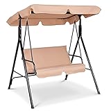 GOPLUS Hollywoodschaukel mit Sonnendach, Gartenschaukel, Schaukel, Schaukelbank, 2-Sitzer, Farbwahl (Beige)