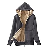 PWKNRD Frauen Warme Jacke Kurz Mantel Lässiges Einfarbig Winterjacke Mit Kapuze Hoodie Fleecejacke Herbst Winter Kawaii Outwear Pulloverjacke Dickere Fleece Kapuzenjacke Weich W