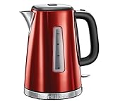 Russell Hobbs Wasserkocher, Luna rot, 1,7l, 2400W, Schnellkochfunktion, optimierte Ausgusstülle, Kalkfilter, Wasserstandsanzeige mit Füllmengenmarkierung, Teekocher 23210-70