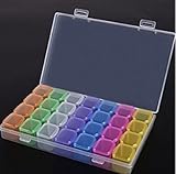 Cheerfulus Nmber-mm Verstellbar 28 Slots klar Kunststoff Nail Art Dekoration Tools Container Schmuck Display Diamond Painting Zubehörteil Aufbewahrungsbox Fall Organizer (Farbe)