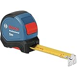 Bosch Professional Maßband 5 m (Einhandbedienung, Gürtelklemme, Magnethaken, 2 Stopp-Tasten, 27 mm Nylon-Stahlband)