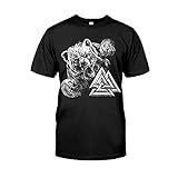 BBYOUTH Nordischer Mythos Viking Bär Gedruckt Sommer-T-Shirt (USA-Größe),Bear Valknut,3XL