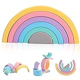 Youuys Holzbausteine Steine Stapelspielzeug, 6 Ebenen, bunt, Regenbogen, Ausgleichsspielzeug, Familienspiele für Kleinkinder, Kinder, Jungen, M