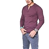 Freizeithemden Herren Herbst Winter Klassisch Mode Einfarbig Rundhals Herren T-Shirt Modern Urban Slim Fit Knopfleiste Herren Base Shirt Täglich Komfortabel Herren Lang