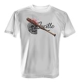 Fashionalarm Herren T-Shirt - Lucille Skull | Fan Shirt zur Serie T-W-D als Geschenk Idee | Dead Walking Negan Rick Daryl Glenn The Saviors, Farbe:weiß;Größe:5XL