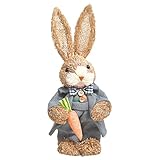 Osterhasen Figur Stroh Hase Deko Osterhase Kaninchen Desktop Häschen Ornament Rustikale Landhausstil Frühling Festival Party Büro Zuhause Wohnzimmer Dekoration Festliche Geschenk