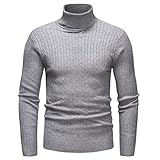 KBUY Herren Rollkragen Pullover Langarmshirt Feinstrick Sweater Rollkragen Freizeit Slim fit Basic Männer Pullover Gerippter Slim Fit Strickpullover für Herren Basic Rollkragenpullover S-3XL