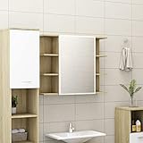 Moderner Minimalistischer Stil,Wandmontierter Badezimmerspiegel,Badezimmerspiegelschrank,mit offenen Staufächern,Einfach zu Säubern,Bad-Spiegelschrank (Weiß Sonoma-Eiche) 80x20,5x64 cm Spanp