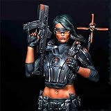 Perky Resin Kits Figur-Modellbausätze, 1/10 Maschinen Weibliche Krieger Büste Modellbau, Science-Fiction-Thema, Harz Diorama Zubehör, Unmontiert Und Unb