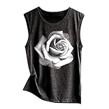 Yowablo Oberteile Damen Tank top Damen Sport Sport Tanktop Shirt Damen Tank Top Frauen ärmelloses Print Shirt Casual Loose Soft Bequemes Top ( S,2schwarz )